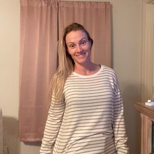 A New Day Beige and White Striped Top